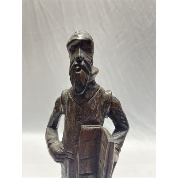 Vintage wooden sculpture CERVANTES with Don Quixote book - Picture 2 of 4